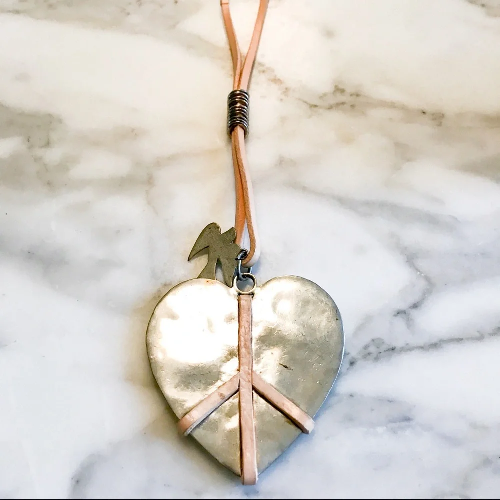 Hammered Heart Statement Necklace - Picture 5 of 9